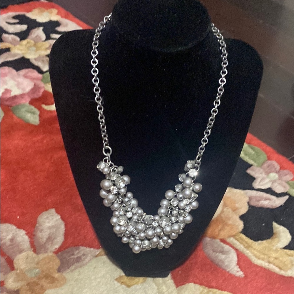 Silver Statement Necklace with Intricate Design